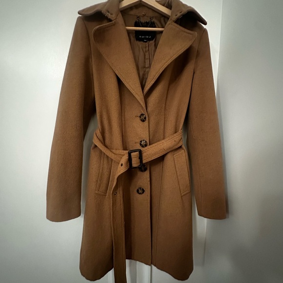 Amisu Tan Trench Coat with Belt - Picture 2 of 7
